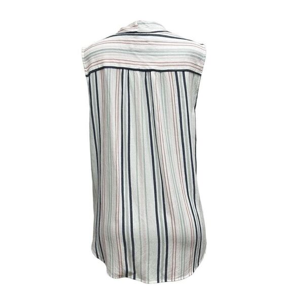 NWOT Liz Claiborne Wrap Blouse Women's Large Multicolor Striped Rayon Sleeveless - Picture 4 of 10
